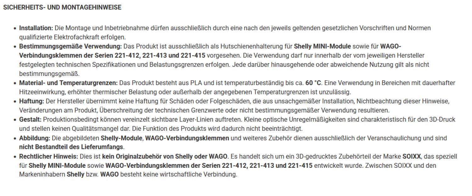 SOIXX Hutschienenhalter für Shelly MINI Wave und 2x WAGO-Verbindungsklemmen gerade