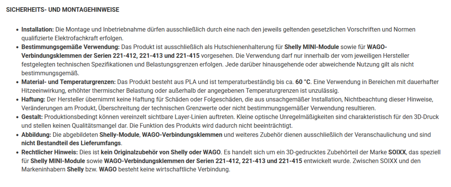 SOIXX Hutschienenhalter für Shelly MINI Wave und 2x WAGO-Verbindungsklemmen 90 Grad