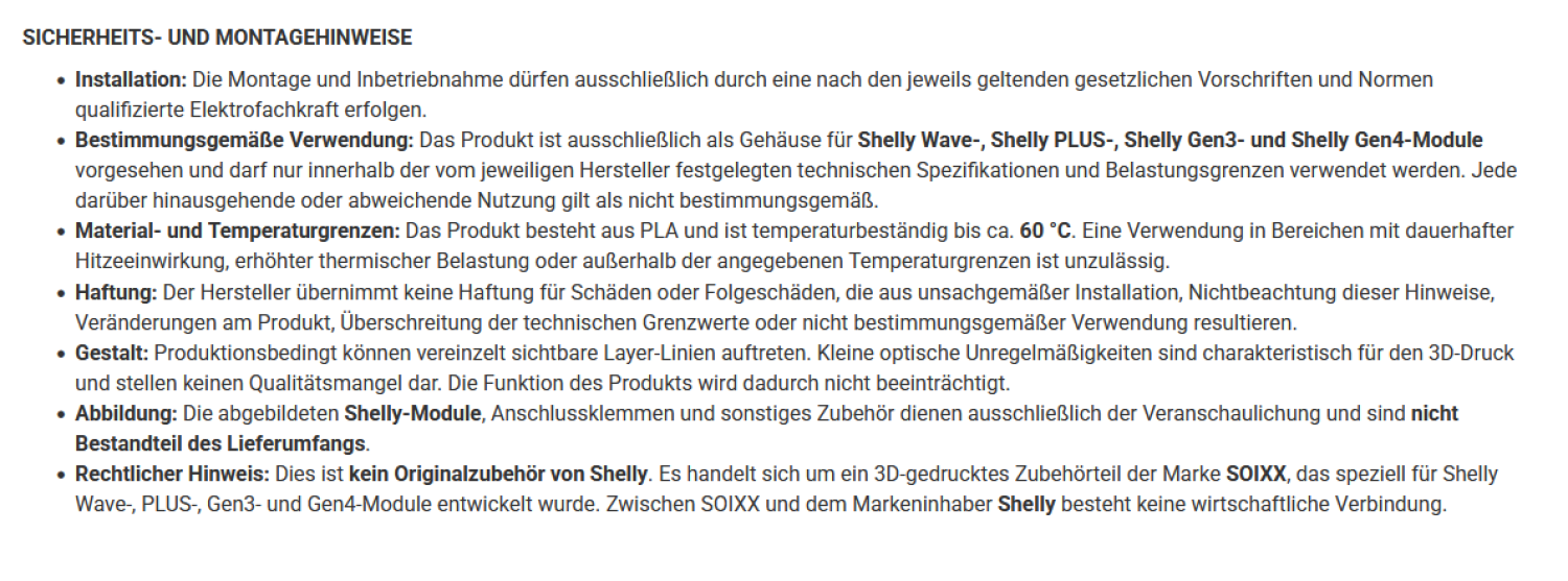 SOIXX Gehäuse für Shelly Wave, PLUS, Gen3, Gen4 Wandhalterung