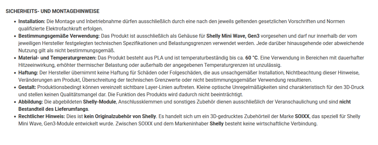 SOIXX Gehäuse für Shelly Mini Wave, Gen3 Wandhalterung