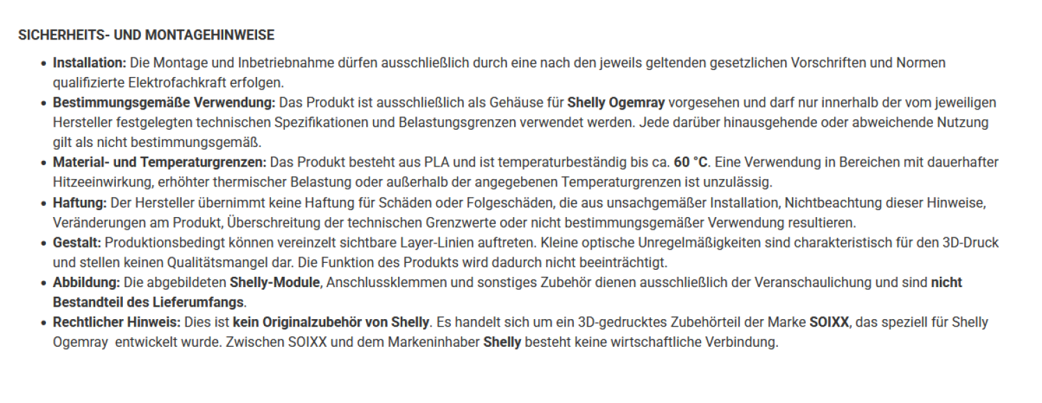 SOIXX Gehäuse SHB-OGY-222 für Shelly Ogemray Wandhalterung