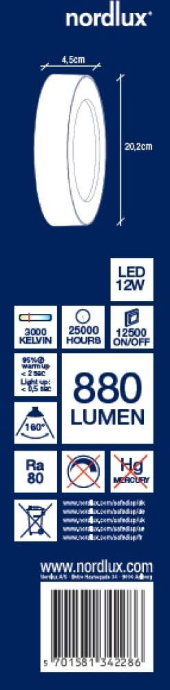 Nordlux LED Deckenleuchte TETON Wandleuchte schwarz IP54 Aussenleuchte