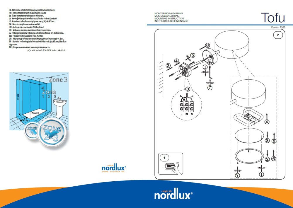 Wandleuchte Nordlux Tofu 20 schwarz rund ohne Leuchtmittel