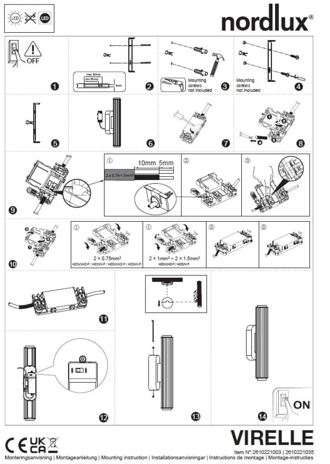 Nordlux LED Wandleuchte Virelle 32 Messing IP44 8W 3000/4000K