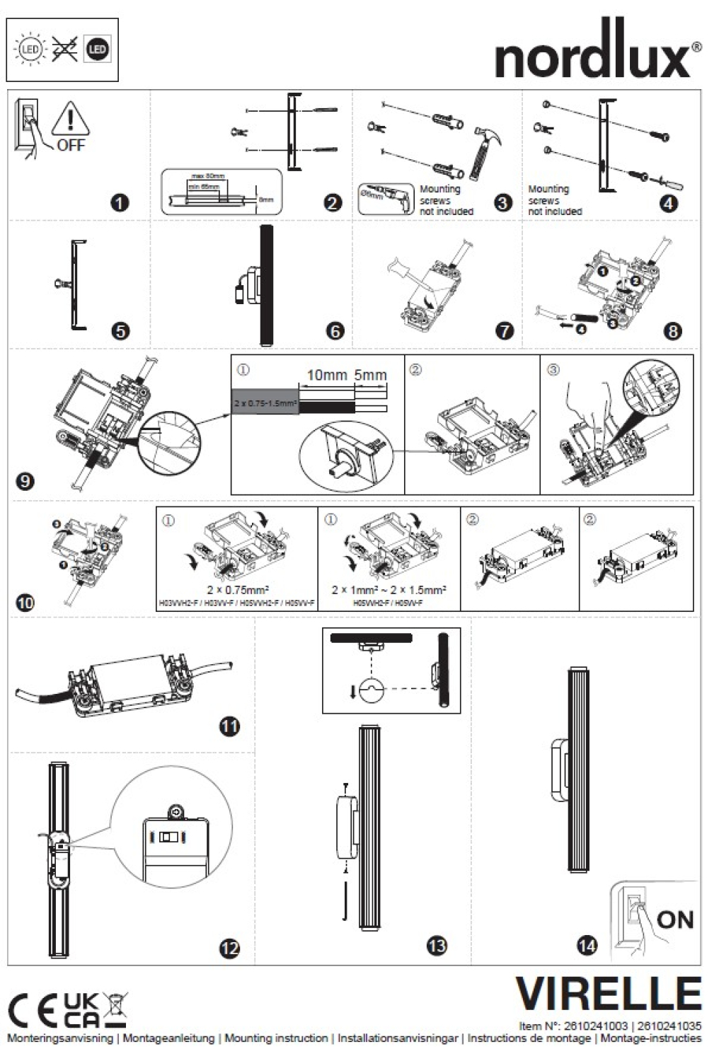 Nordlux LED Wandleuchte Virelle 50 Messing IP44 12W 3000/4000K