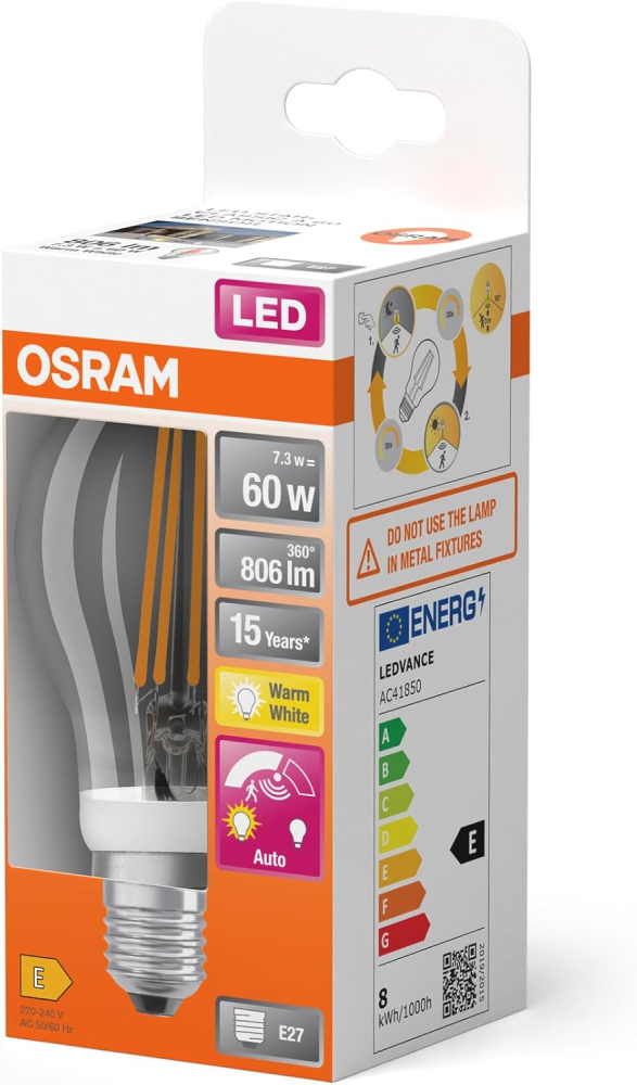Osram STAR MOTION SENSOR FILAMENT LED Lampe E27 7,3W 2700K 806Lm