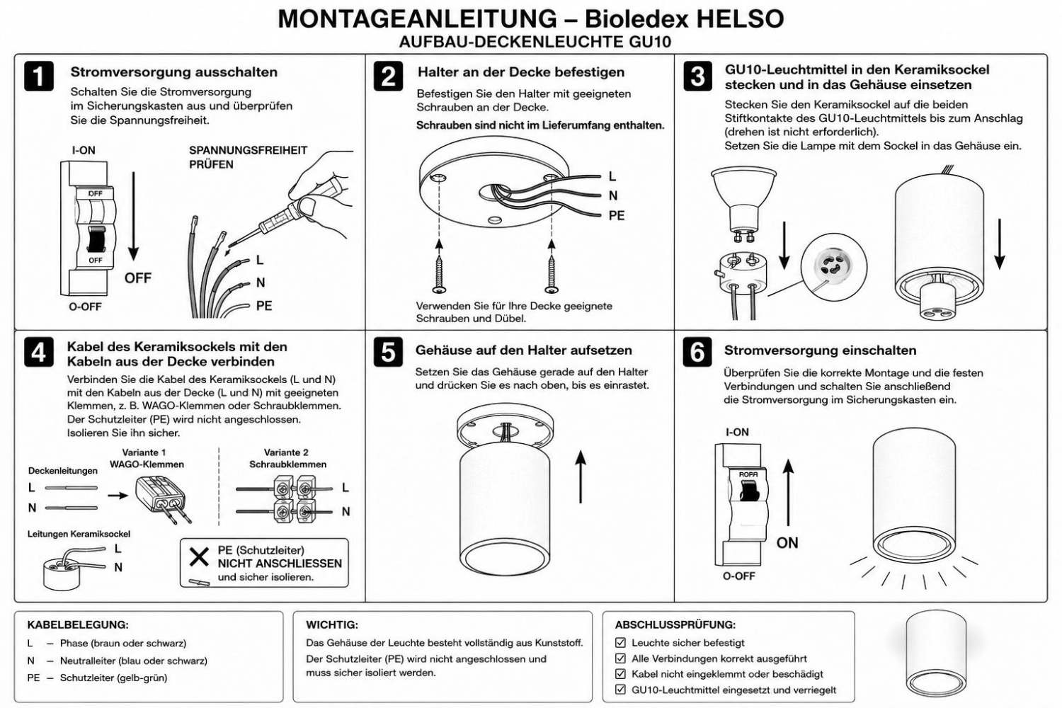 BIOLEDEX Deckenleuchte HELSO-F Blau GU10 MR16 Kinderdeckenleuchte