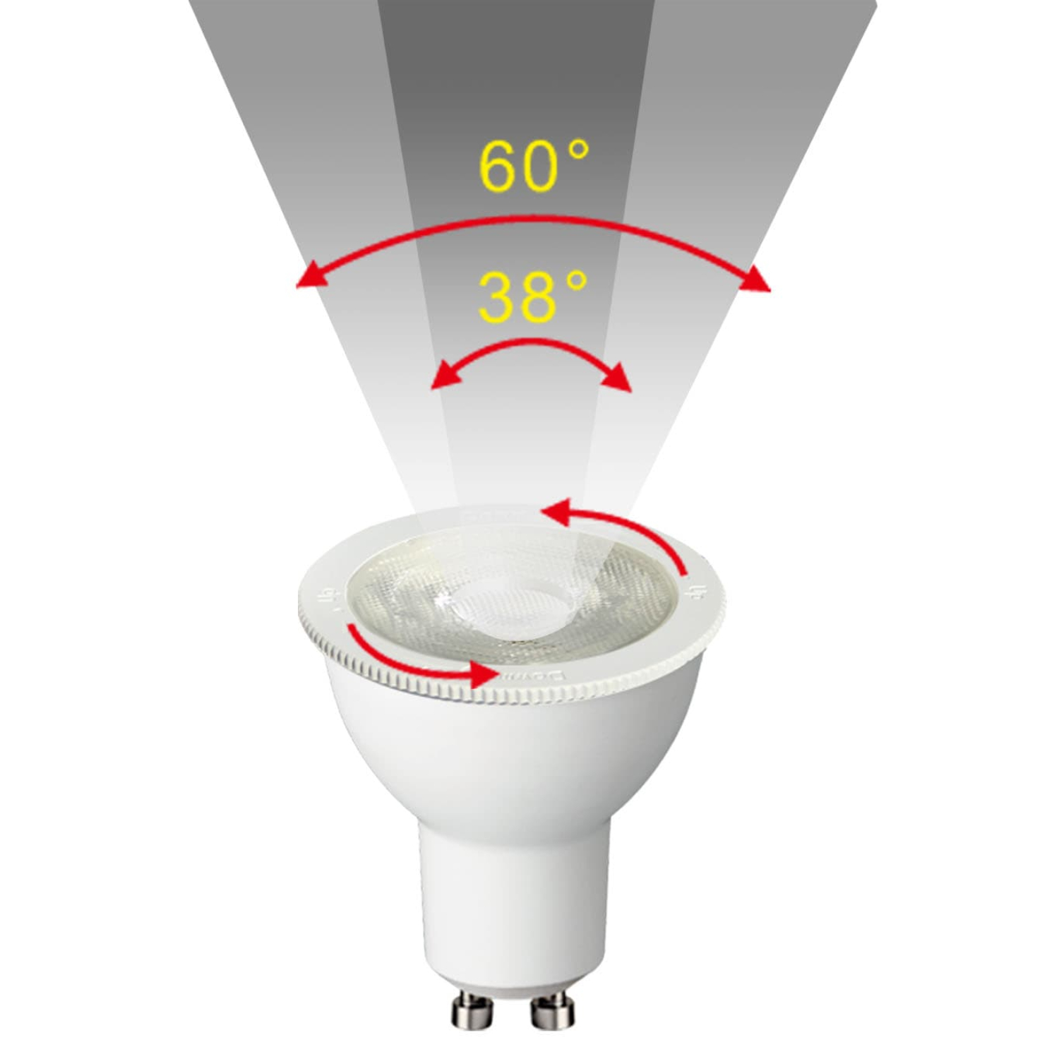 Bioledex LED Lampe GU10 einstellbarer Winkel 30°- 60° 7W 650Lm 2700K S10-BEAM-972