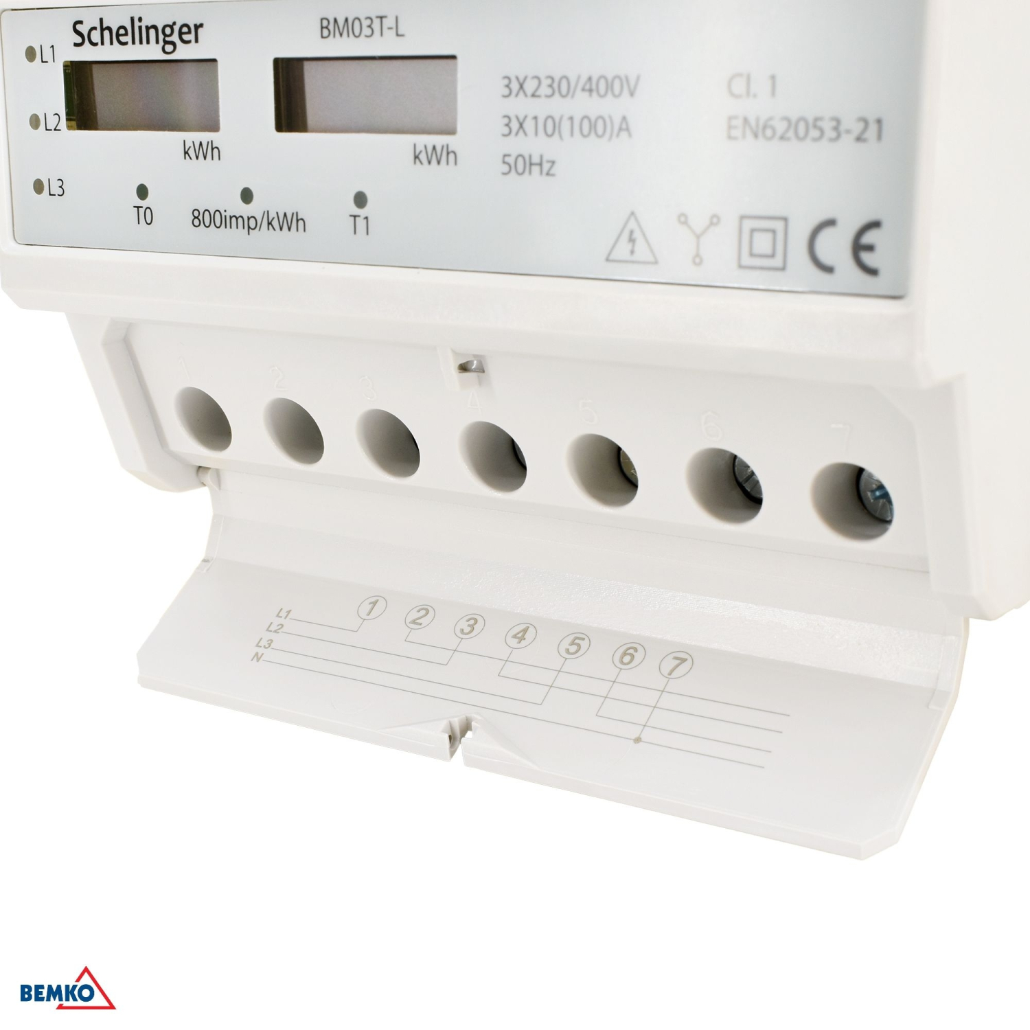 Schelinger Stromzähler 3-Phasen 10(100)A elektronisch IP51 Energiezähler Zweitarif A30-BM03T-L