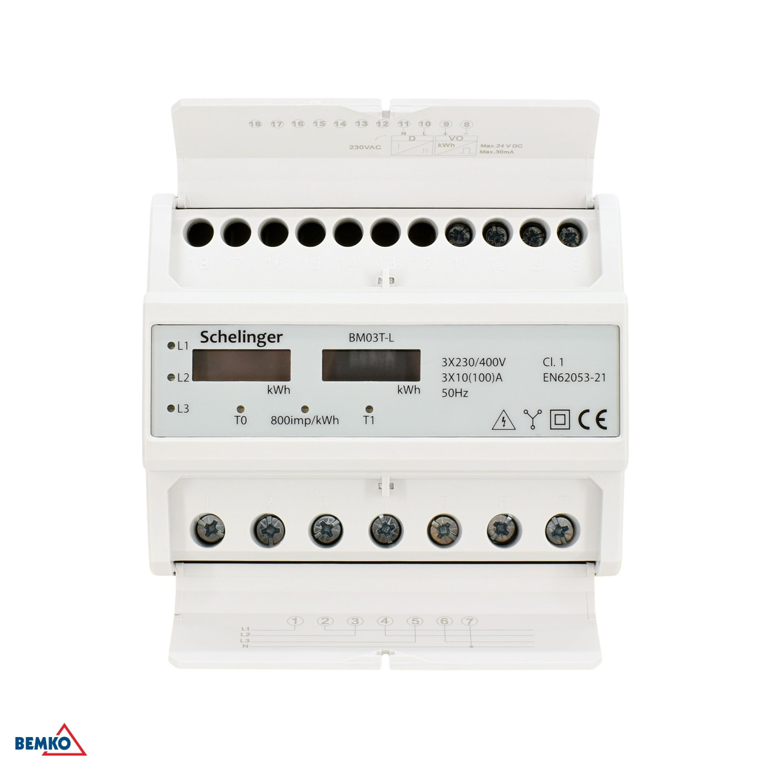 Schelinger Stromzähler 3-Phasen 10(100)A elektronisch IP51 Energiezähler Zweitarif A30-BM03T-L