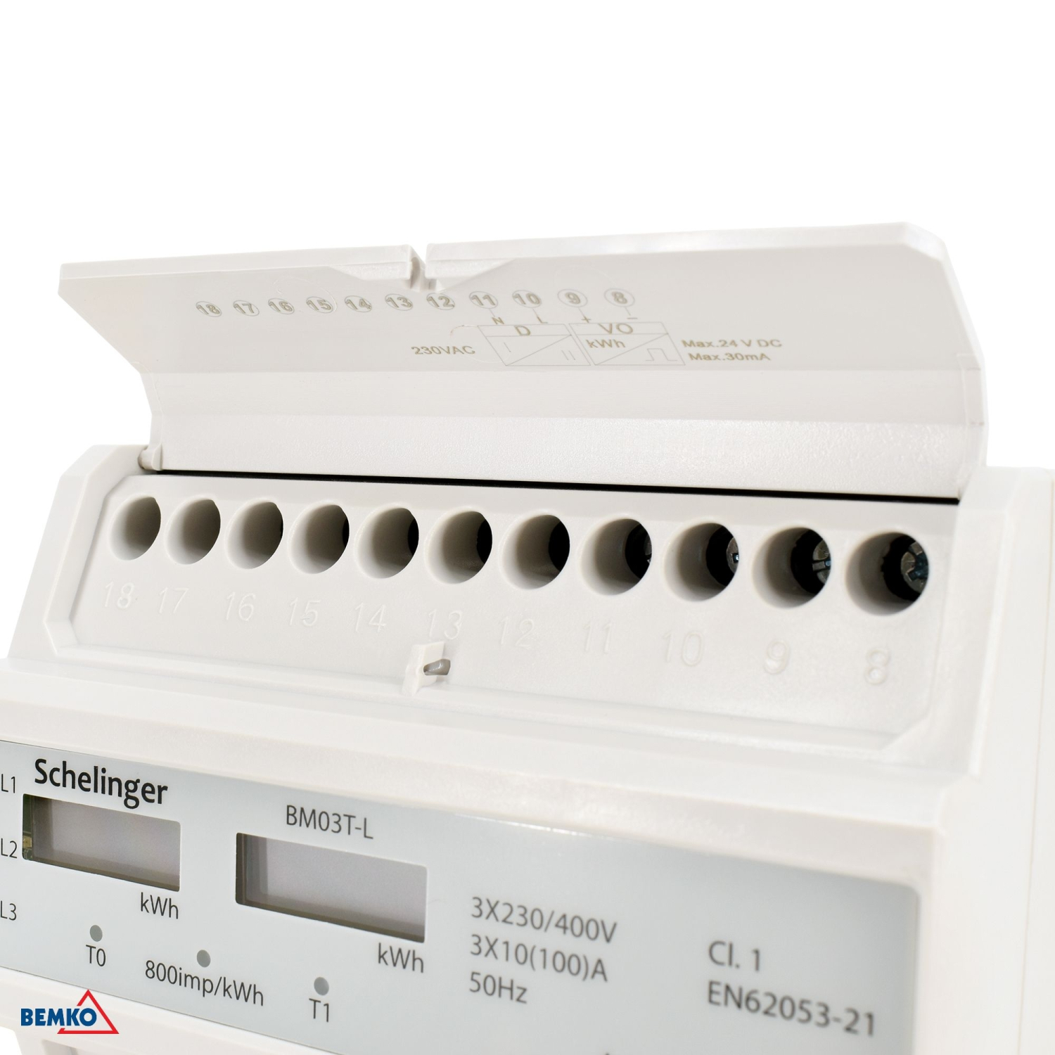 Schelinger Stromzähler 3-Phasen 10(100)A elektronisch IP51 Energiezähler Zweitarif A30-BM03T-L