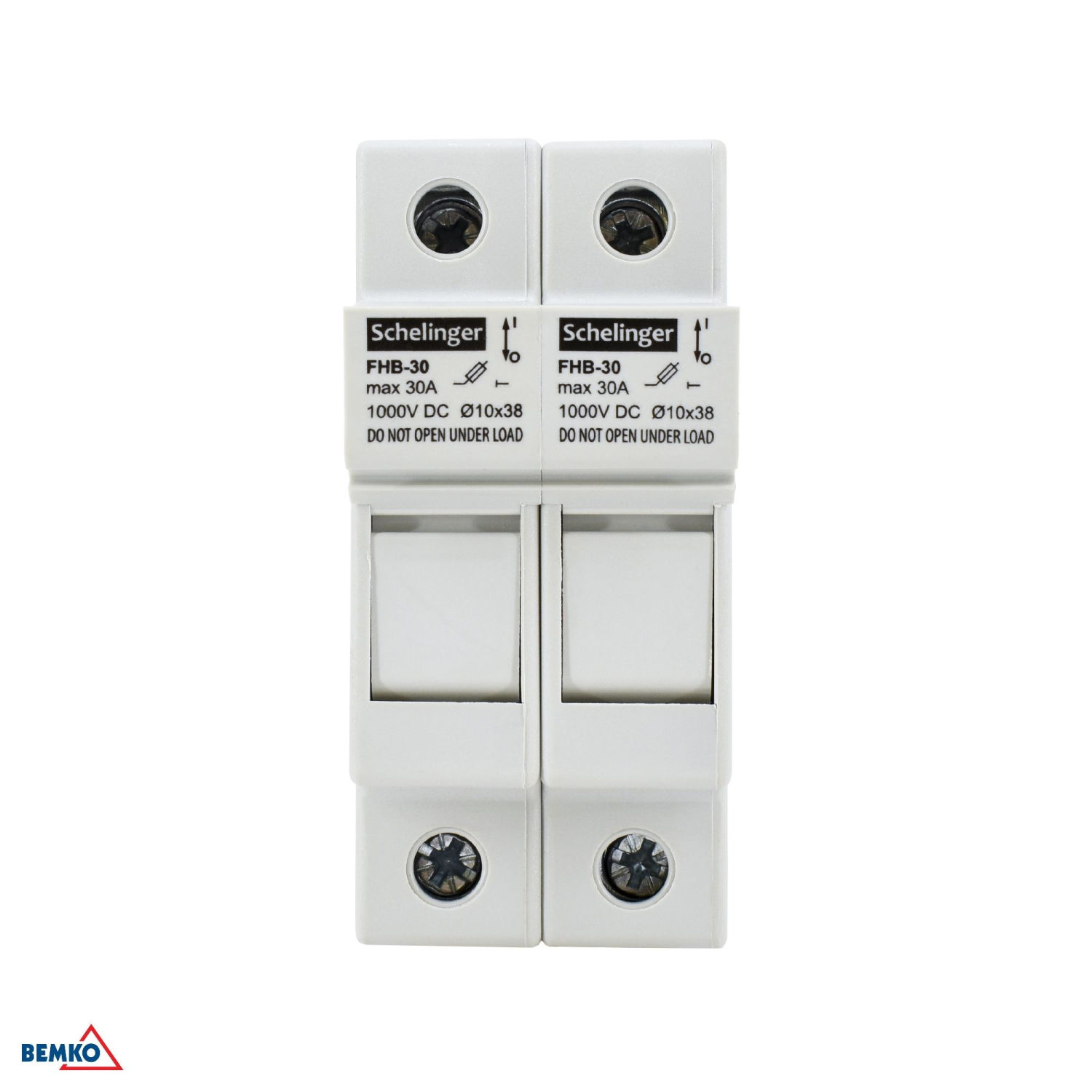Schelinger Sicherungshalter 2-Polig Fuse Base für 2x Einsätze 10x38 1000V DC max. 32A A13-FHB-2P-DC1000-32