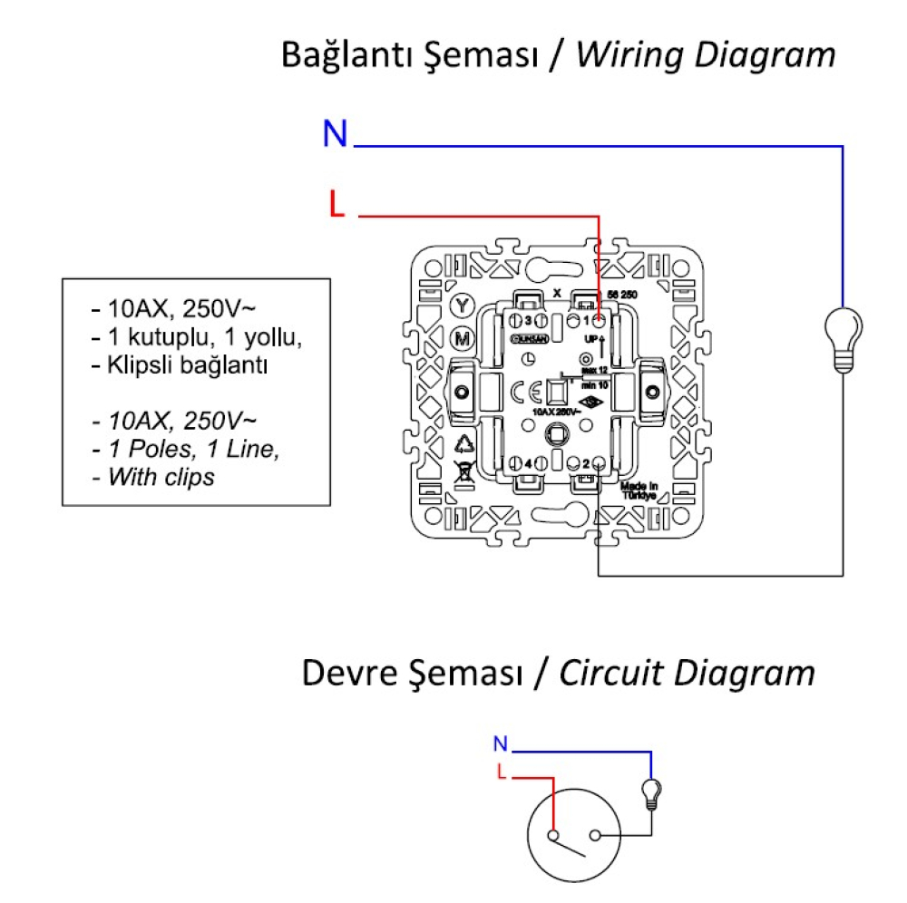 Fantasy 1-fach Elektroschalter Ein-/Ausschalter Unterputz Weiss gunsan