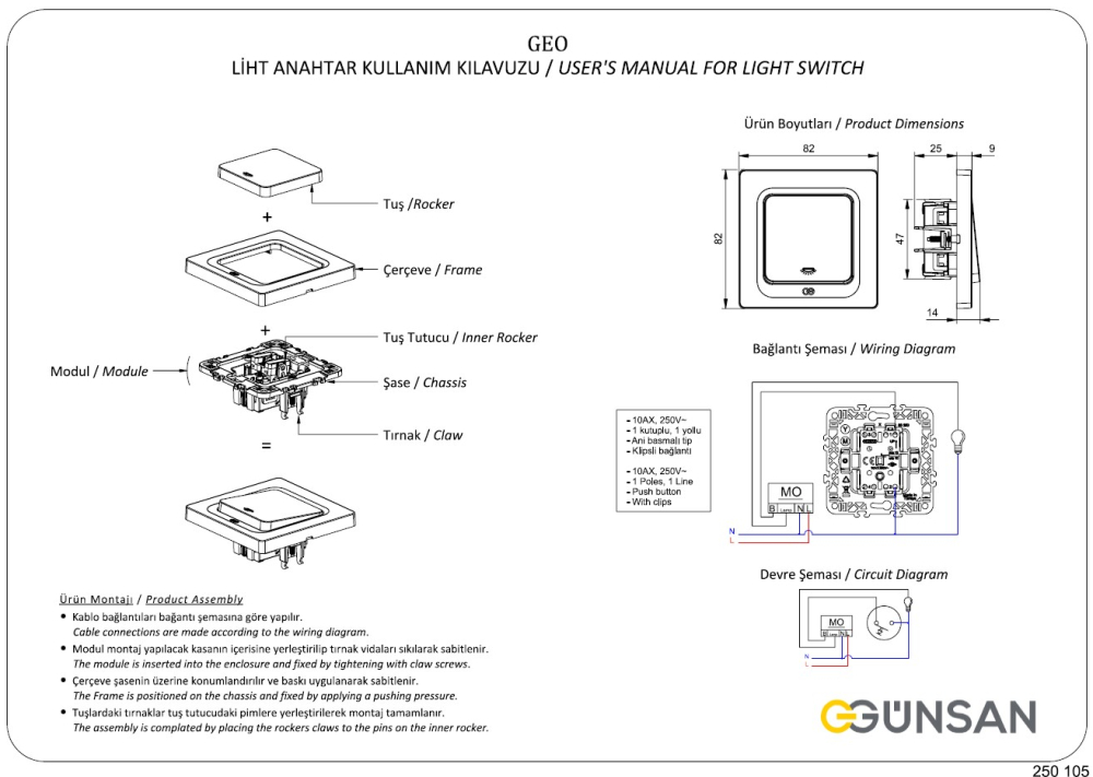 Moderna Taster Licht Lichttaster Unterputz Weiss Gunsan Steckklemmen