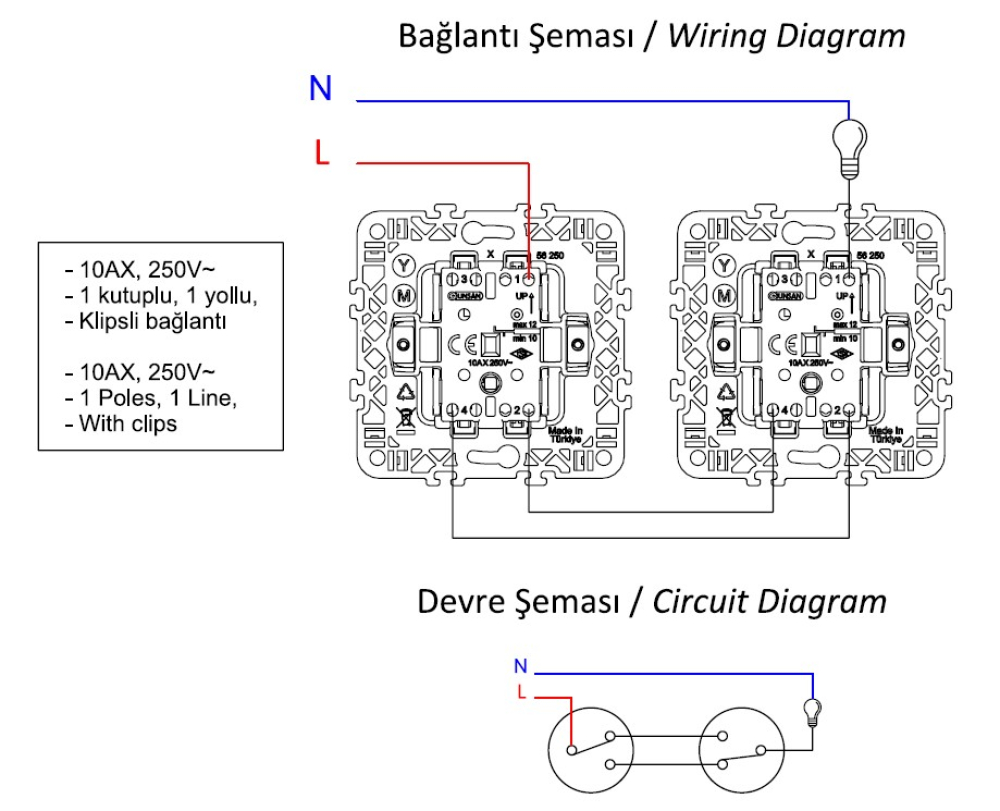 Gunsan Visage Schalter Wechselschalter Unterputz Weiss Schraubenanschluß