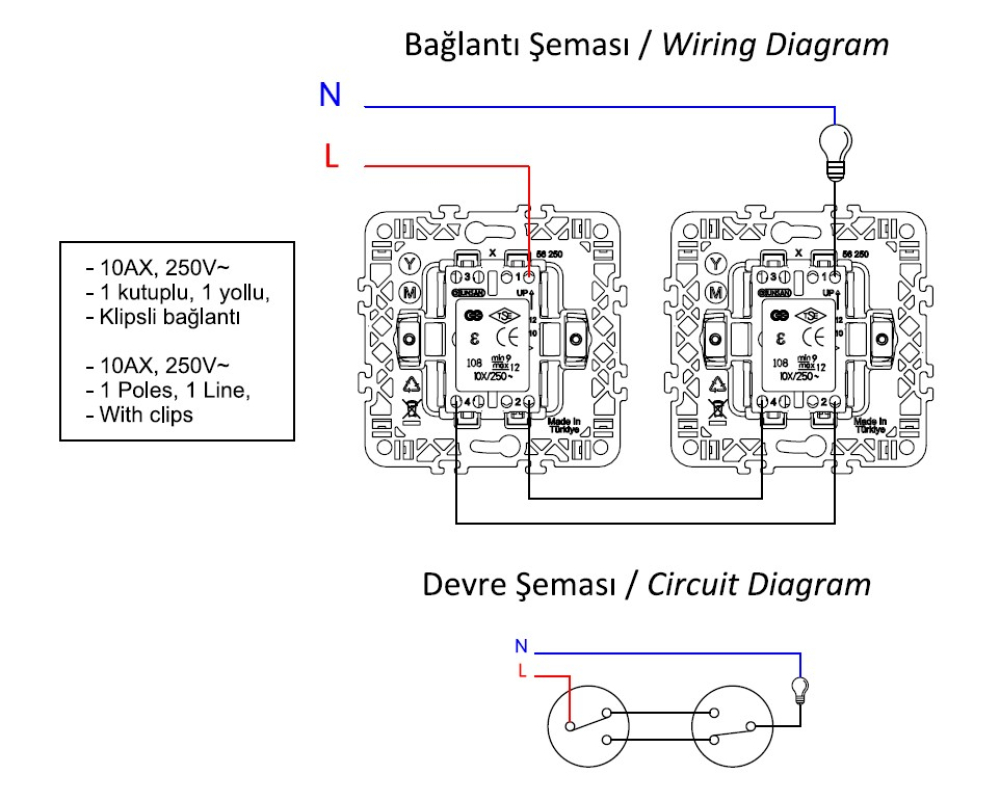 Gunsan Moderna Wechselschalter Schalter mit Beleuchtung Unterputz Weiss