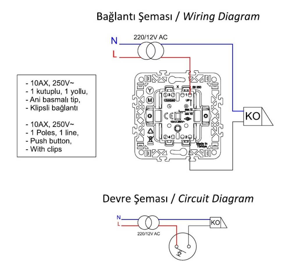 Taster Visage Moderna Gunsan silber Schlüsselsymbol Unterputz 10A 250V