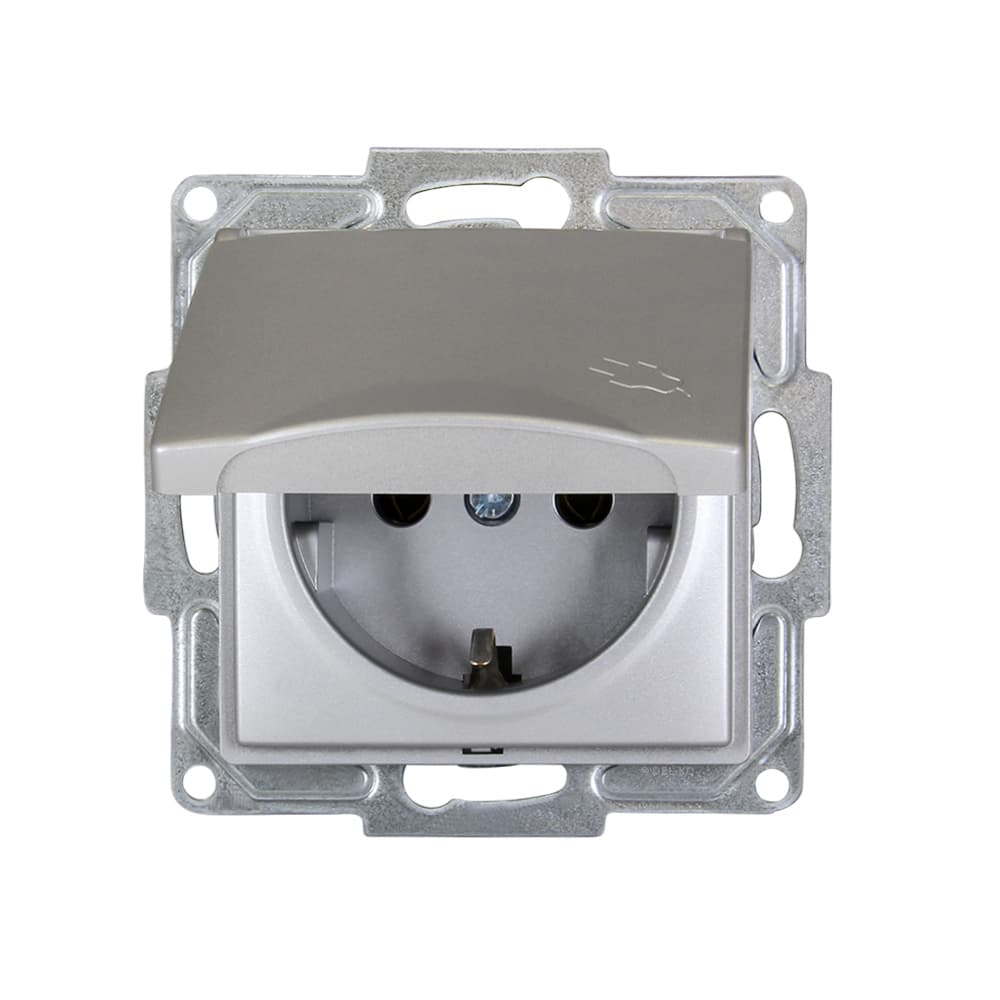 Gunsan Steckdose mit Deckel Visage Moderna silber Unterputz 250V 16A