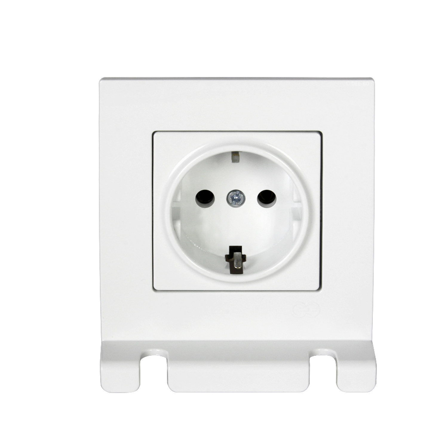 Gunsan Eqona Pratic Steckdose mit 2 Steckerhalterungen Weiss Unterputz 01401105100115