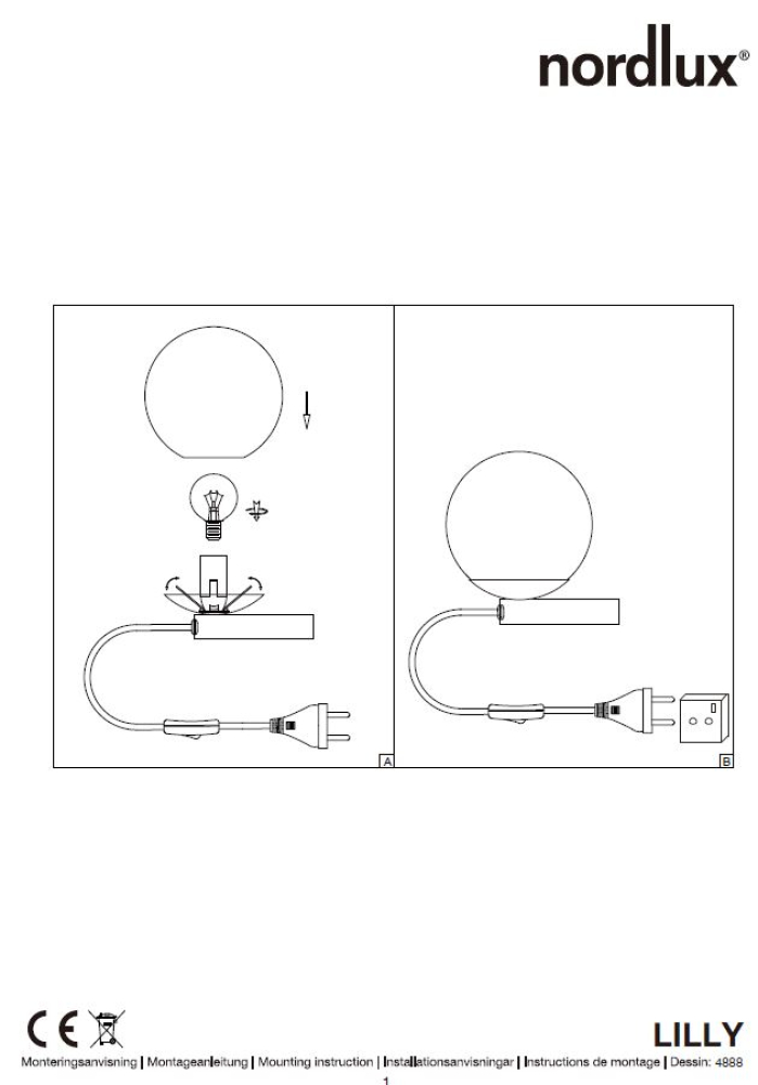 Tischleuchte Lilly Nordlux E14 schwarz