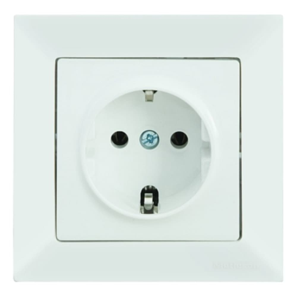 Candela Steckdose Mutlusan geerdet Unterputz weiss - Rahmen + Einsatz