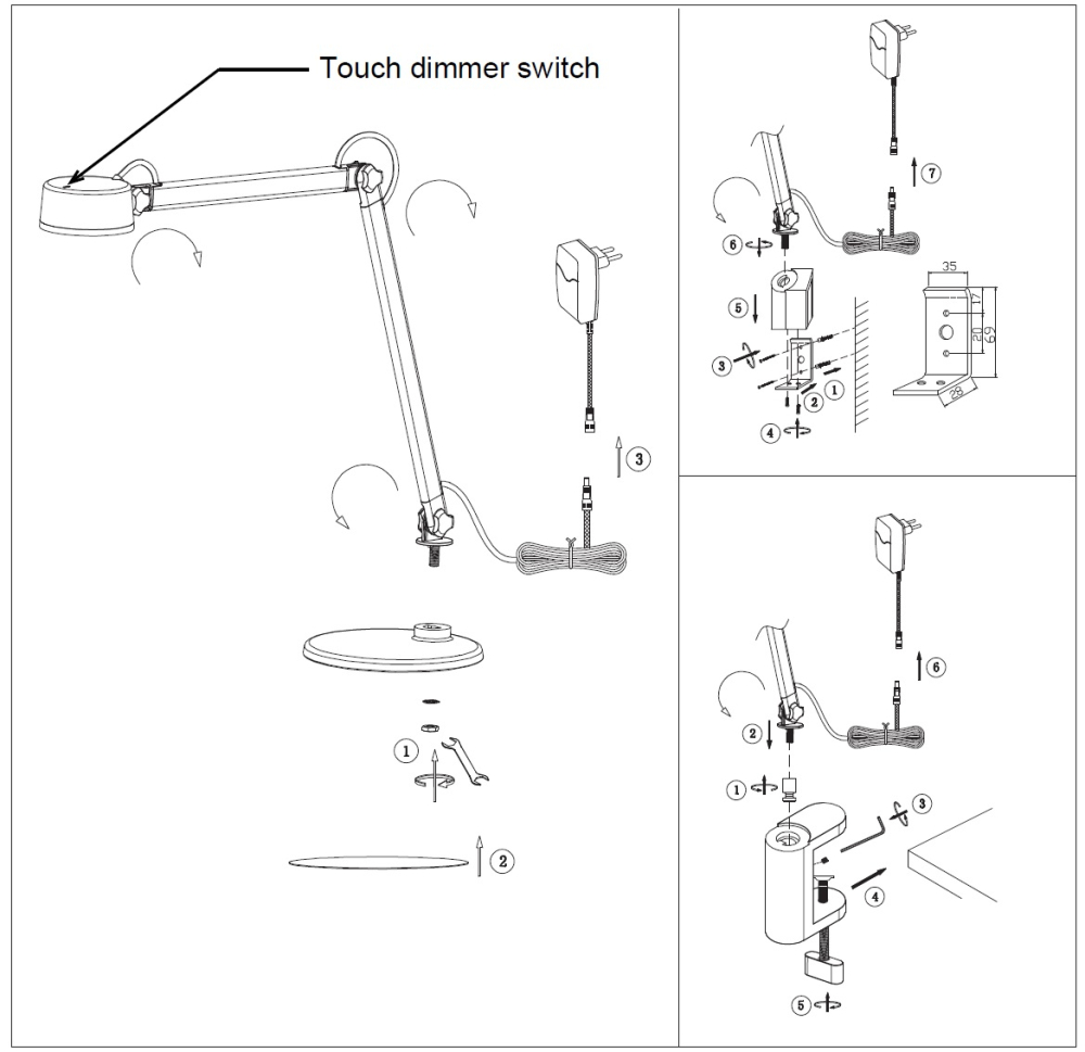 LED Tischleuchte Nobu DFTP Wandleuchte Nordlux dimmbar grau