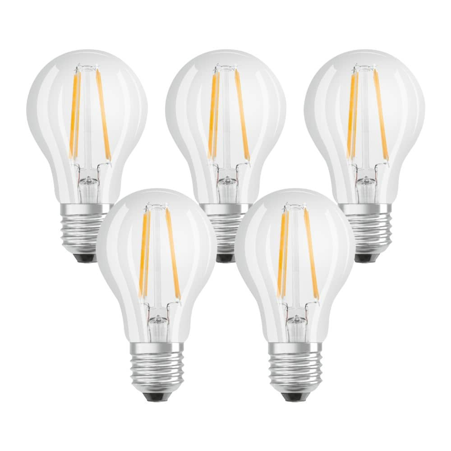 5er Set Osram LED Lampe E27 7W A60 klar 2700K warmweiss Filament 806Lm