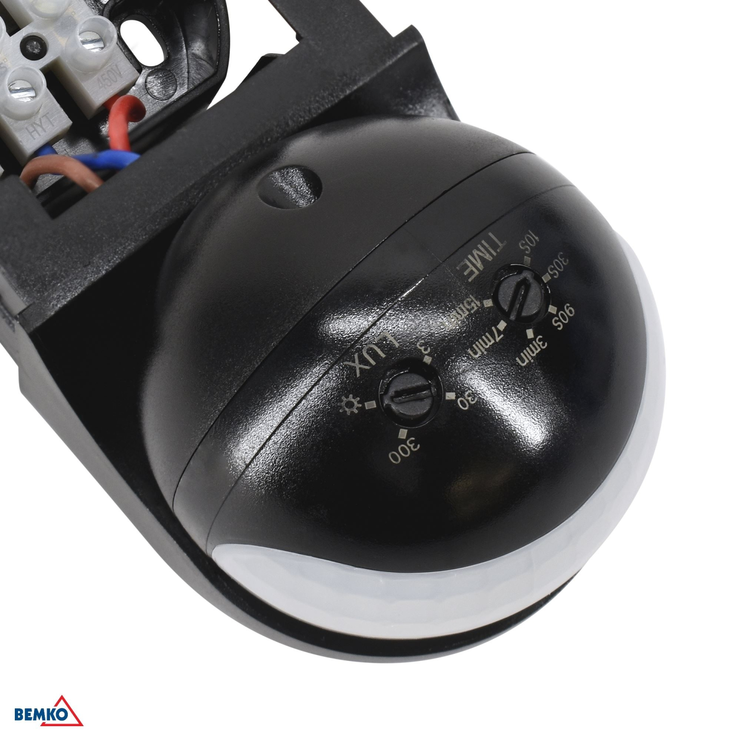 Bemko Bewegungsmelder 180° IP44 1200/600W Aufputz IR schwarz B50-SES12BL-A