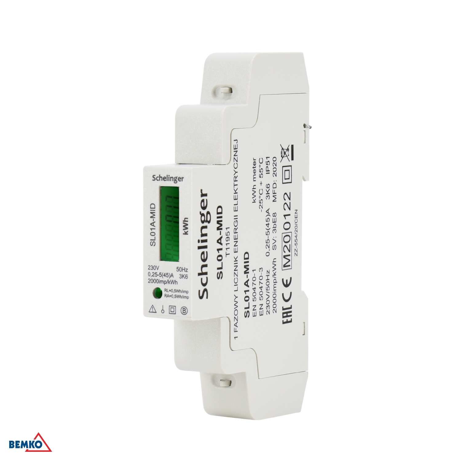 Schelinger Energiezähler 1-Phasen MID 45A Stromzähler elektronisch A31-SL01A-MID