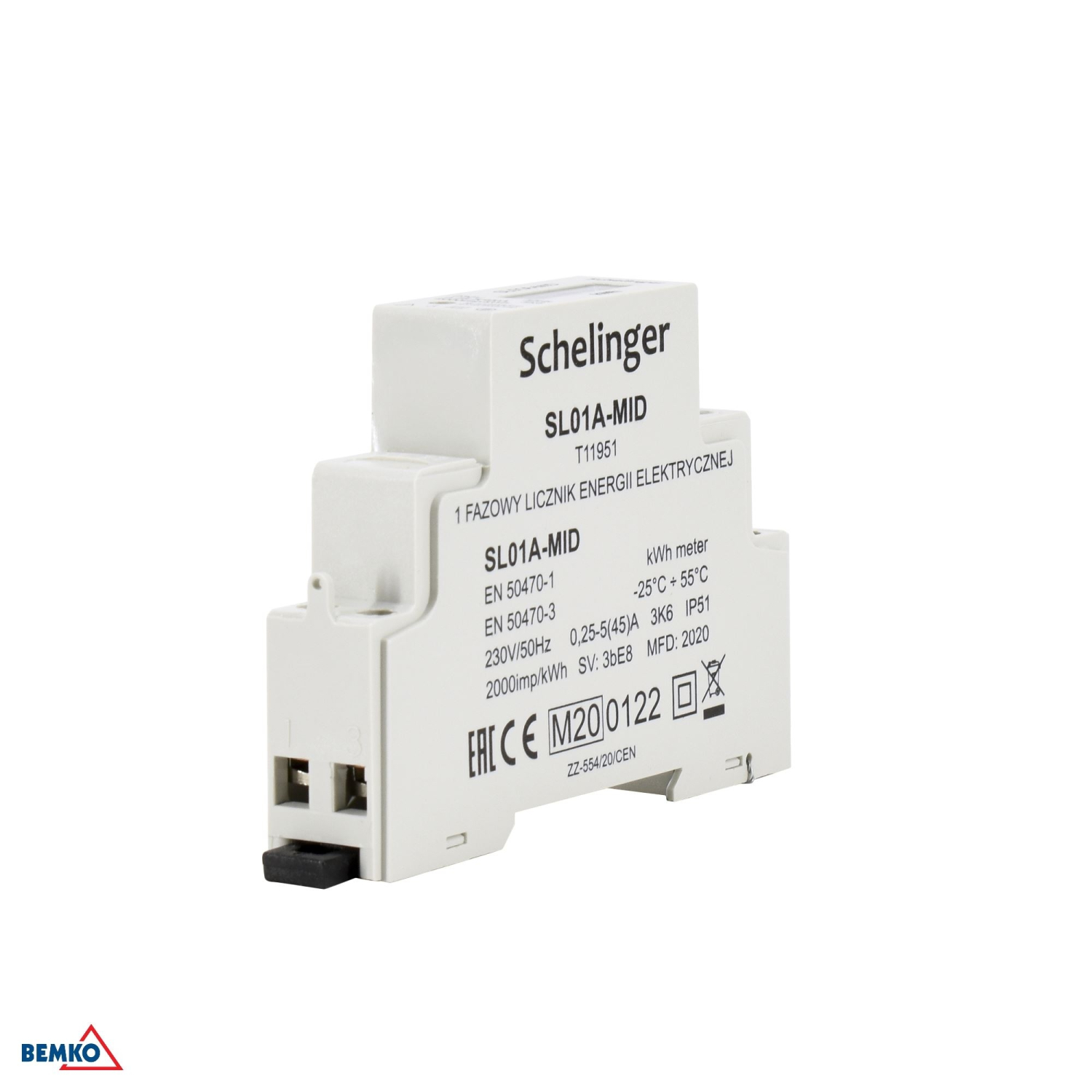Schelinger Energiezähler 1-Phasen MID 45A Stromzähler elektronisch A31-SL01A-MID
