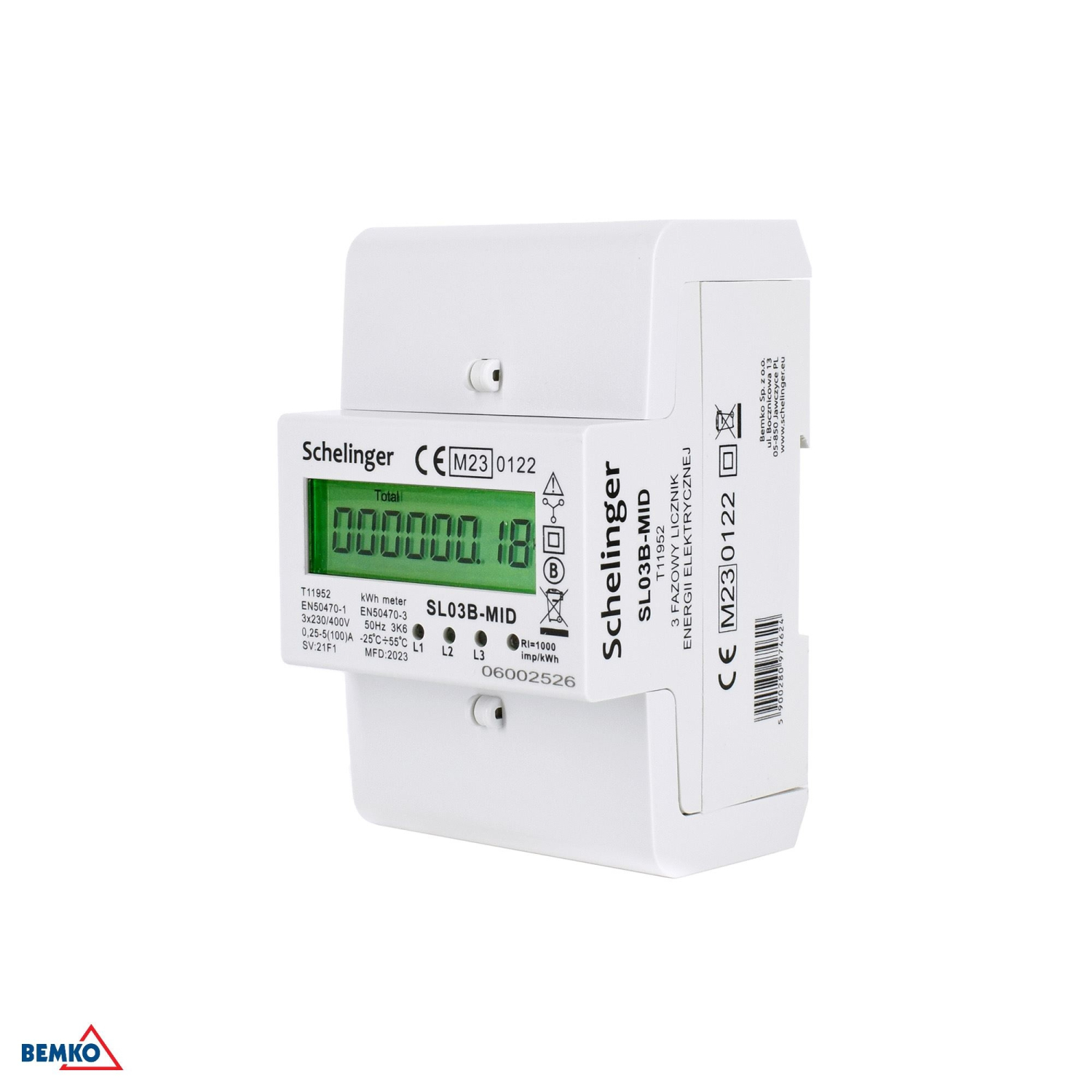 Schelinger Stromzähler 3-Phasen MID 100A Energiezähler elektronisch A31-SL03B-MID