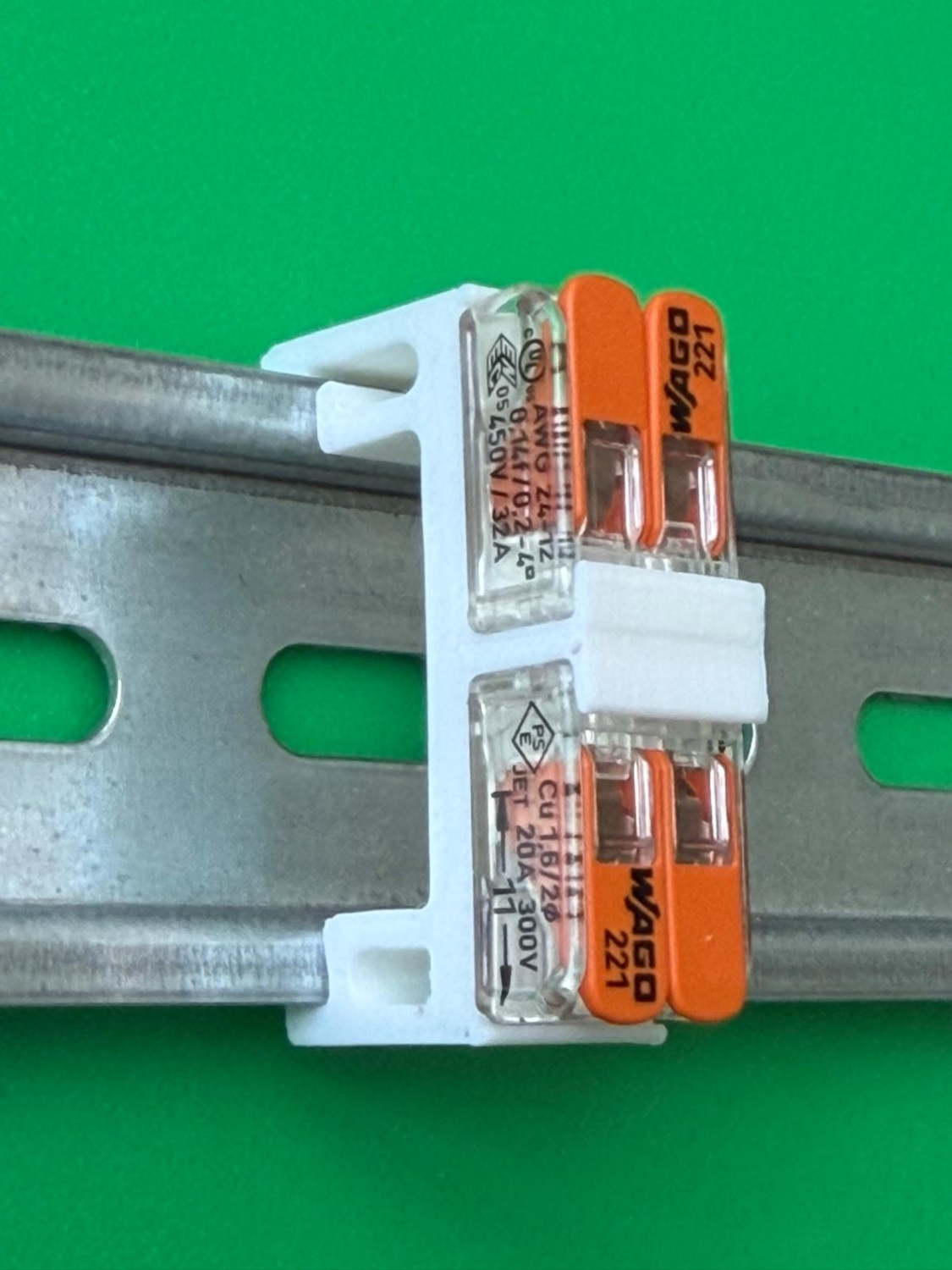 5er Pack SOIXX Hutschienenhalter XWD für 2x WAGO 221-412 DIN Rail 35mm Weiß