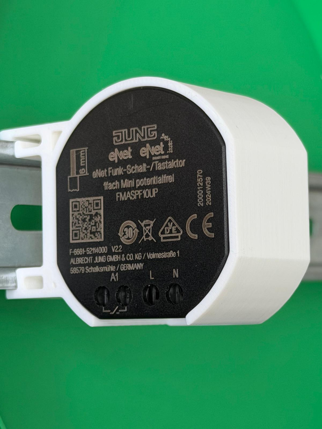 SOIXX Hutschienenhalter für Jung eNet Funk Aktor DIN Rail 35 mm
