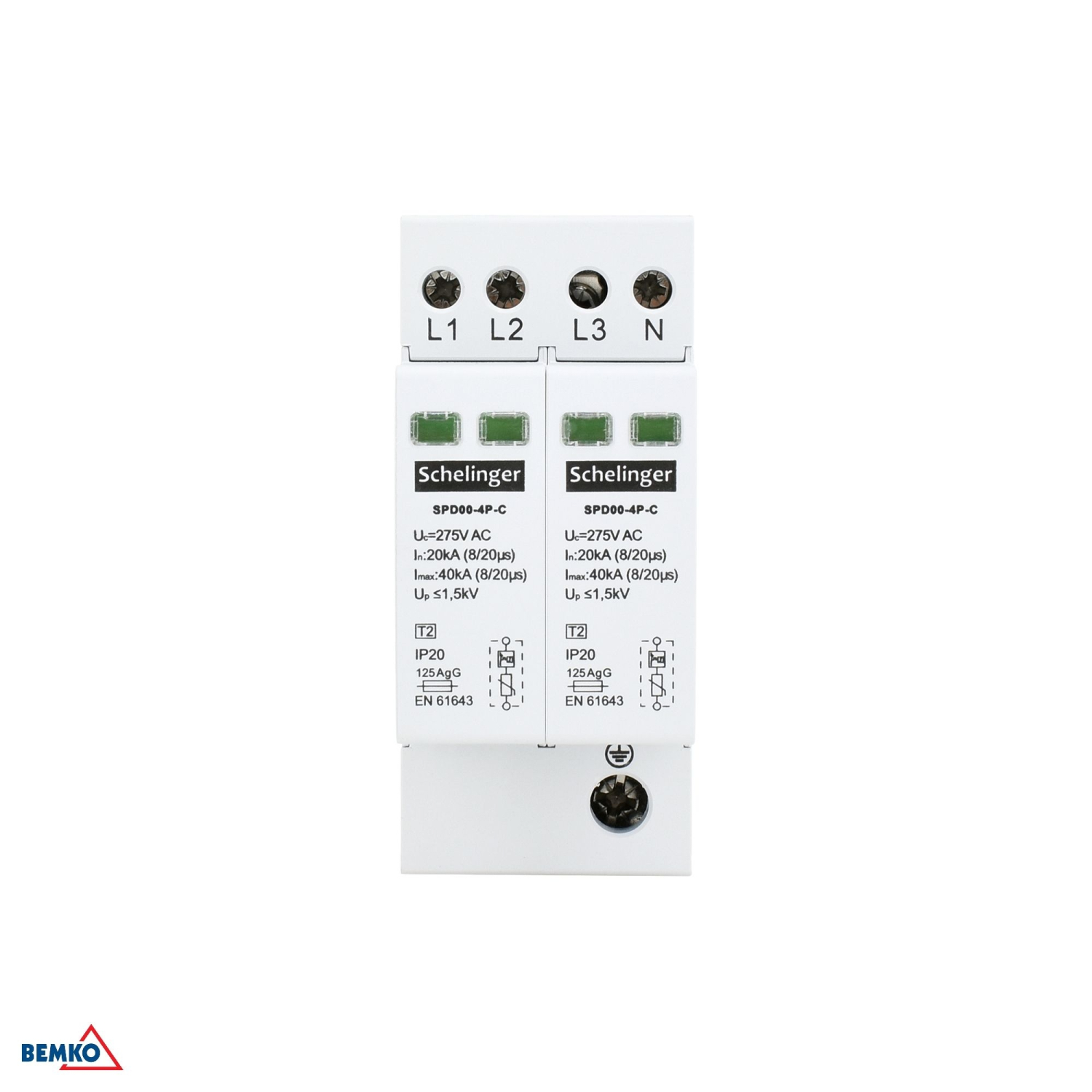 Schelinger Überspannungsschutz MINI 4P KLASSE T2 (C) 40kA A51-SPD00-4P-C