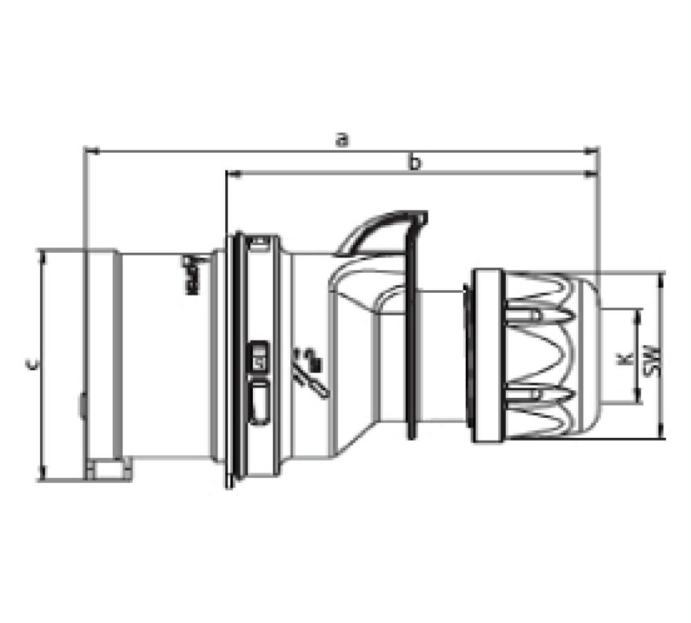 Steckdose Turbo Shark PCE rot grau Drehstromstecker 025-6TT
