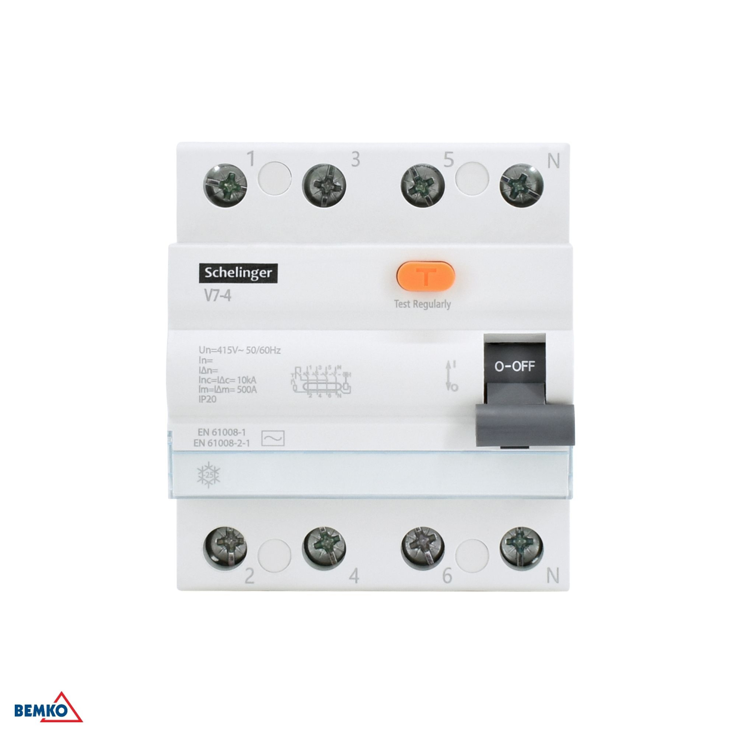 Schelinger FI-Schutzschalter AC 4P 25A 100MA 10KA VDE A03-V7-4-25-100