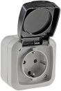 Feuchtraum Steckdose mit Deckel IP44 grau ChiliTec 20468
