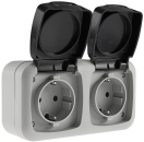 Feuchtraum Doppel-Steckdose IP44 grau ChiliTec 20469