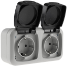 Feuchtraum Doppel-Steckdose IP44 grau ChiliTec 20469