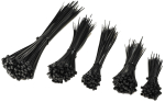Kabelbinder Set CKB-500 schwarz - je 100x 100/140/160x2,5mm 200/300x3,5mm, UV fest, 20755