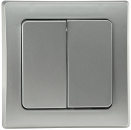 DELPHI Serien-Schalter 2-fach 0-250AV/10A silber, inkl. Rahmen