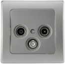 DELPHI Antennendose Radio+Sat+TV in Farbe silber mit Rahmen