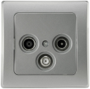 DELPHI Antennendose Radio+Sat+TV mit Rahmen, silber 21113