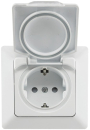 MILOS Steckdose Matt Weiß mit Einstecksicherung, IP44 und Deckel 22785
