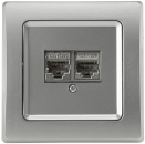 DELPHI Netzwerk-Dose 2x CAT6 inkl. Rahmen UP silber 22791