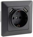 MILOS Steckdose anthrazit 2x USB Schutzkontakt Unterputz 23050