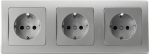 DELPHI Set 3 Steckdosen + 3-fach Rahmen 250V/16A, Steckanschluss 23064