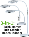 Lupenleuchte Lupe 3 Dioptrien Arbeitsplatzleuchte CT-LL67 3in1 800Lm Lupenlampe Standfuss + Klemme