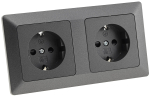 MILOS Set 2 Steckdosen + 2-fach Rahmen Anthrazit Klemmanschluss 23120