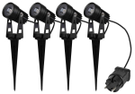 ChiliTec 4er Set Gartenleuchte IP65/44 Gartenstrahler 4 Spots mit Erdspieß + Netzteil 3000K 23441